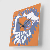 Horloge Carrée Nid d'oiseau - Orange Periwinkl (Angle)