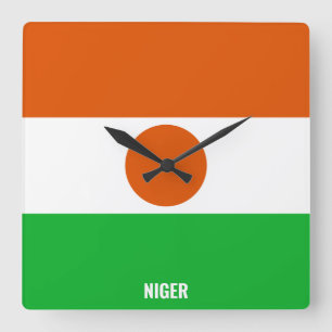 Horloge Carrée Niger Drapeau éblouissant patriotique