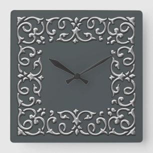 Horloge Carrée N'importe quelle couleur avec bordure en fibre d'a