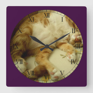 Horloge Carrée Nite Nite rêvant l'horloge murale de chat