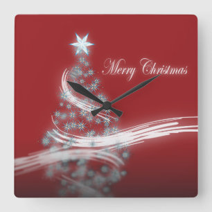 Horloge Carrée Noël à feuillage persistant arbre de Noël
