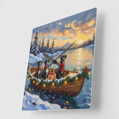 Horloge Carrée Noël Bateau de Noël Danois Géant (Angle)