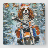 Horloge Carrée Noël Cavalier King Charles Spaniel (Recto)