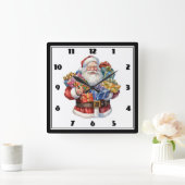 Horloge Carrée Noël classique de Jolly Santa Claus (Maison)