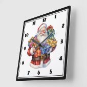 Horloge Carrée Noël classique de Jolly Santa Claus (Angle)
