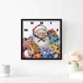 Horloge Carrée Noël classique de Jolly Santa Claus (Maison)
