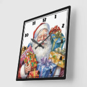 Horloge Carrée Noël classique de Jolly Santa Claus (Angle)