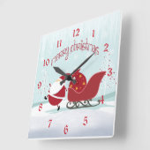Horloge Carrée Noël de père Noël Sleigh (Angle)