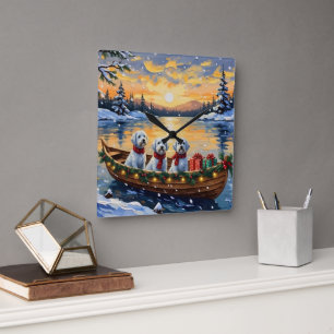 Horloge Carrée Noël en bateau maltais