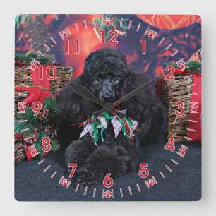 Horloge Carrée Noël - Toby - caniche