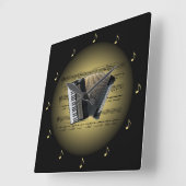 Horloge Carrée Noir à trois dimensions BG de ~ de musique de (Angle)