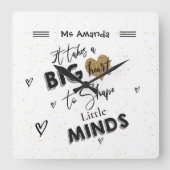 Horloge Carrée Noir blanc citation Appréciation de l'enseignant N (Recto)