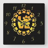 Horloge Carrée Noir brillant d'impression de décoration d'or de (Recto)