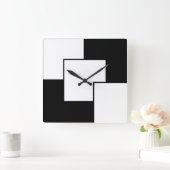 Horloge Carrée Noir Et Blanc (Maison)