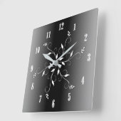 Horloge Carrée Noir et Blanc Bleu Blanc Chiffres Accent (Angle)