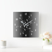 Horloge Carrée Noir et Blanc Bleu Blanc Chiffres Accent (Maison)