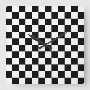Horloge Carrée Noir et blanc Checkered