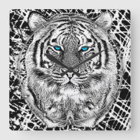 Noir et Bleu Yeux Design Tiger