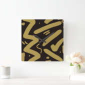 Horloge Carrée Noir et or de la tribu (Maison)