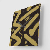 Horloge Carrée Noir et or de la tribu (Angle)