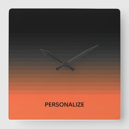 Horloge Carrée Noir et orange (Recto)