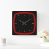 Horloge carrée noir et rouge > (Maison)