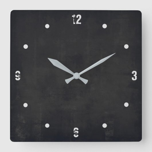 Horloge Carrée Noir moderne Rustique élégant Abstrait (Recto)
