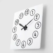 Horloge Carrée Noir propre et simple sur blanc (Angle)