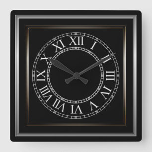 Horloge Carrée Noir simple 2 de cadre en métal