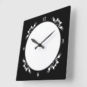 Horloge Carrée Noire Face Chiffre Blanc Horloge (Angle)