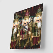 Horloge Carrée Noisette Soldats Noël (Angle)