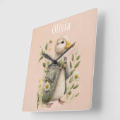 Horloge Carrée Nom de canard mignon décoration de maison  (Angle)