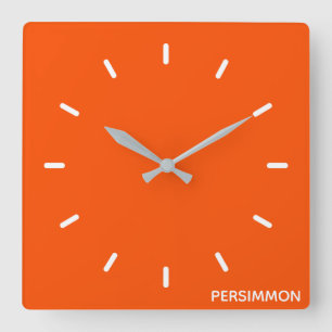Horloge Carrée Nom de couleur rouge persimon