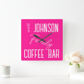 Horloge Carrée Nom de famille rose Hot (Maison)