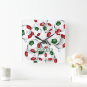 Horloge Carrée nom de l'athlète sur mesure rouge vert soccer (Maison)