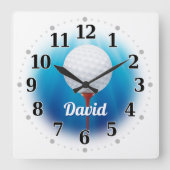 Horloge Carrée Nom du joueur de golf | Original (Recto)