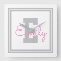 Nom et monogramme encadrés mignons | Gris clair et