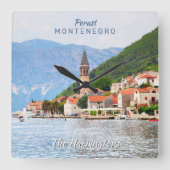 Horloge Carrée Nom et texte personnalisés Monténégro (Recto)