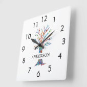 Horloge Carrée nom Monogram Rainbow Tree Square Wall Clock (Angle)