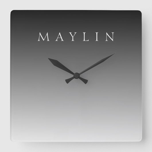 Horloge Carrée Nom ou mot classique | Gris dégradé (Recto)