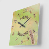 Horloge Carrée Nom personnalisé Rustique Garage Atelier Patina ve (Angle)