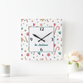 Horloge Carrée Nom sur les bonbons et les biscuits 10,75 po (Maison)