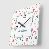 Horloge Carrée Nom sur les bonbons et les biscuits 10,75 po (Angle)