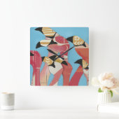 Horloge Carrée Nombre de Flamants roses (Maison)