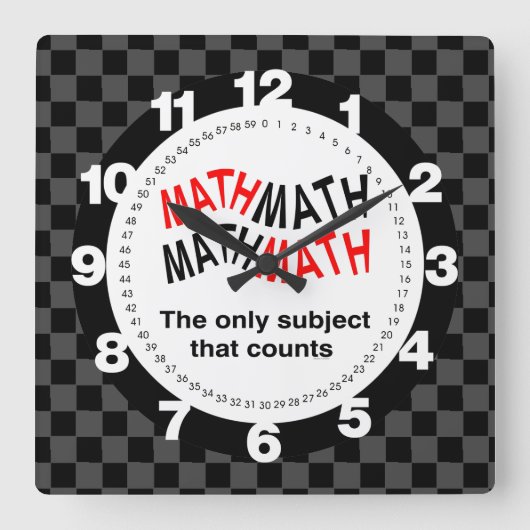 Horloge Carrée Nombre de maths Wavy (Recto)