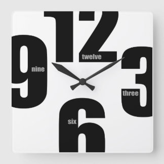 Horloge Carrée Nombre surdimensionné