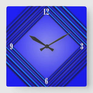 Horloge Carrée Nombres blancs du double cadre 4 de bleu de cobalt