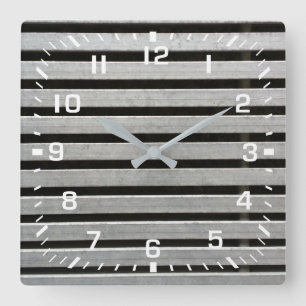 Horloge Carrée Nombres de carré blanc / Bandes de métal faux