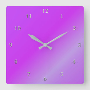 Horloge Carrée Nombres magenta ombragés de gris de gradient de