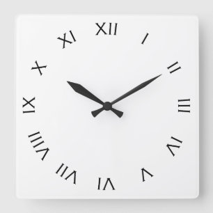 Horloge Carrée Nombres romains noirs sur cadran de l'horloge mura